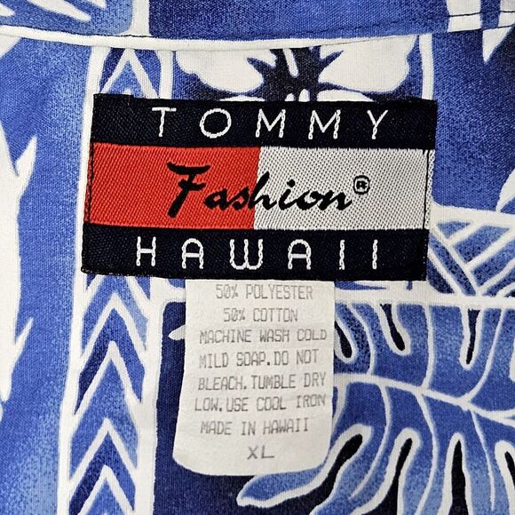 Tommy Fashion Hawaii Shirt XL Extra Large Blue Aloha Fish Turtle Floral Hawaiian - Picture 2 of 6